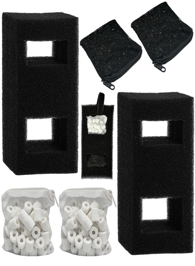 beaufan 2 Set Aquarium Filter Media Kits Compatible with Fluval Flex (15 Gal) Desktop Aquarium, Includes 2 Carbon Filter Refills, 2 Foam Filters A1375, 2 Ceramic Rings & 1 Filter Cord - Image 1